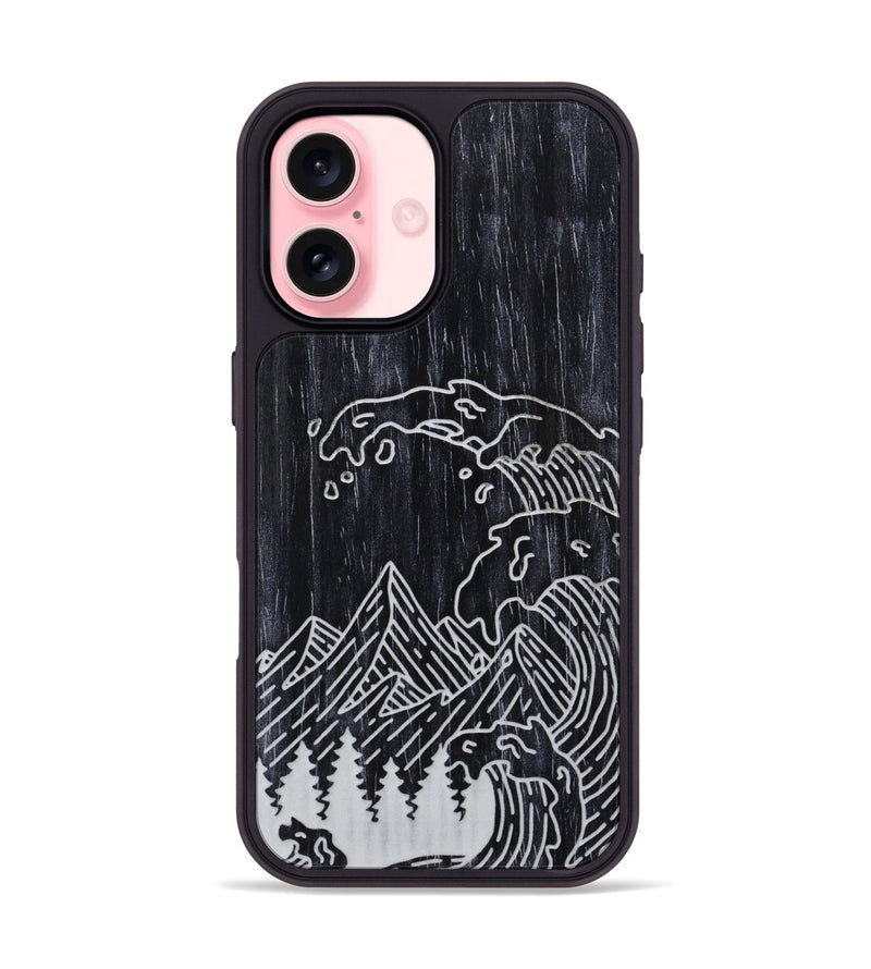iPhone 16 Wood Phone Case - Wave - Ebony (Curated)