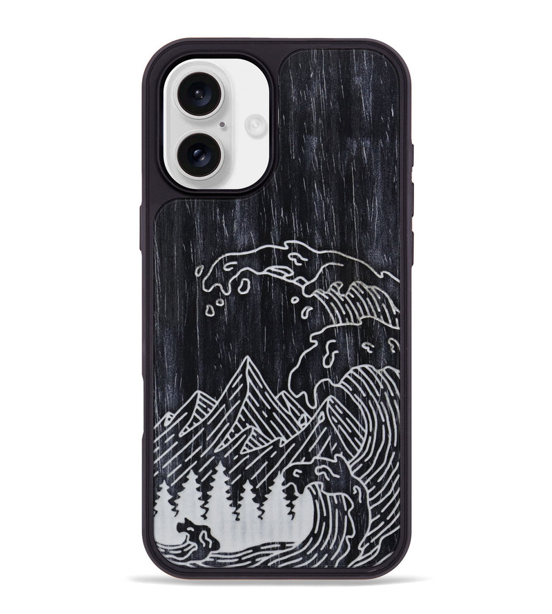iPhone 16 Plus Wood Phone Case - Wave - Ebony (Curated)