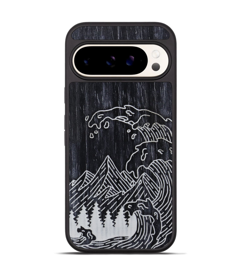 Pixel 9 Pro Wood Phone Case - Wave - Ebony (Curated)
