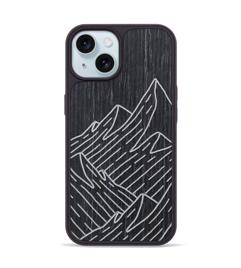 iPhone 15 Wood Phone Case - Mountain - Ebony (Curated)
