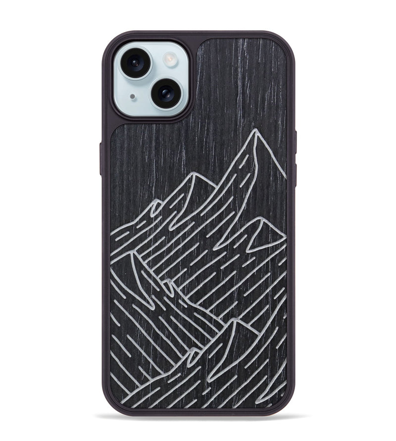 iPhone 15 Plus Wood Phone Case - Mountain - Ebony (Curated)