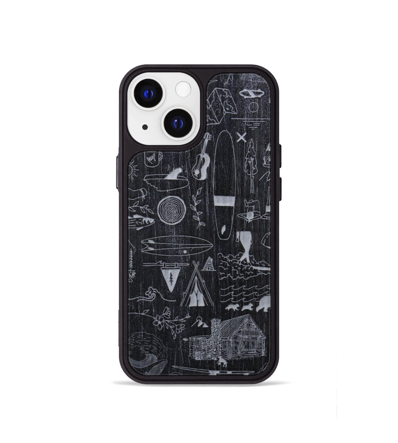 iPhone 13 mini Wood Phone Case - Collage - Ebony (Curated)