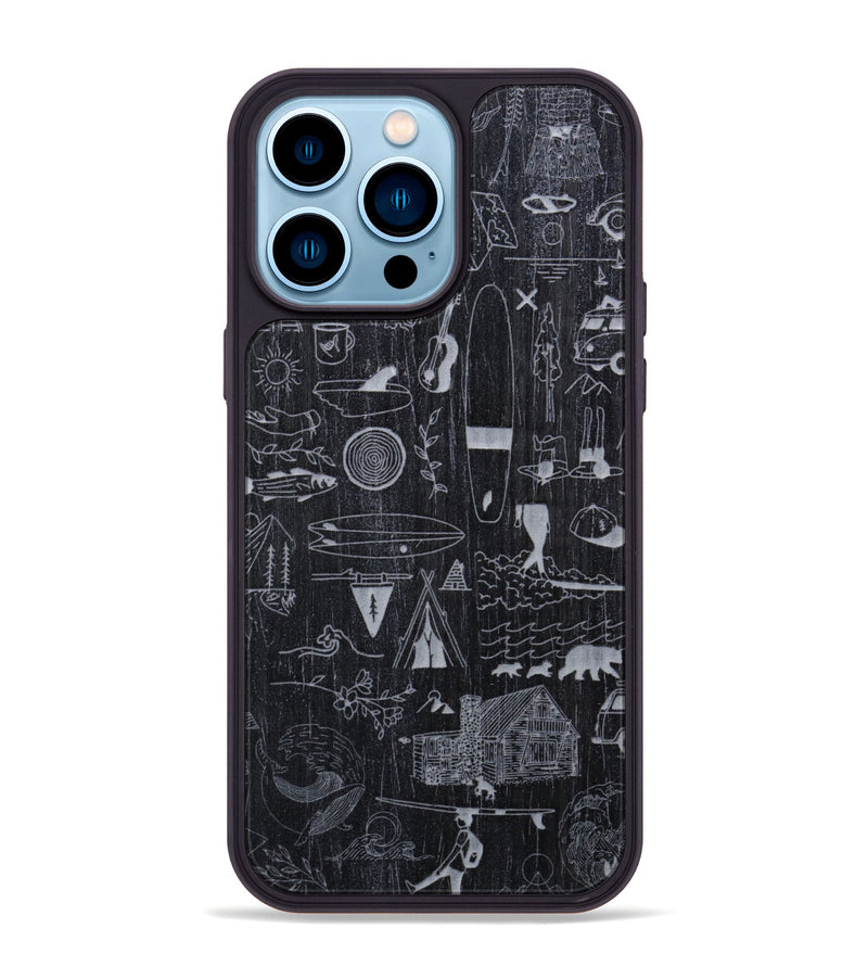 iPhone 14 Pro Max Wood Phone Case - Collage - Ebony (Curated)