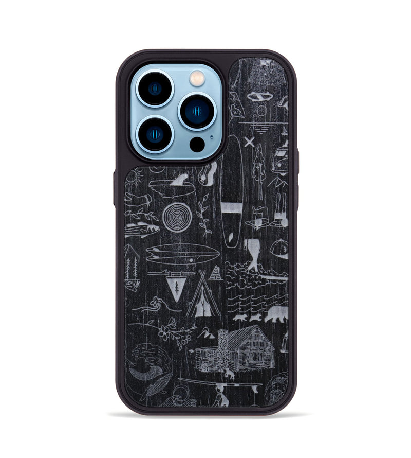 iPhone 14 Pro Wood Phone Case - Collage - Ebony (Curated)