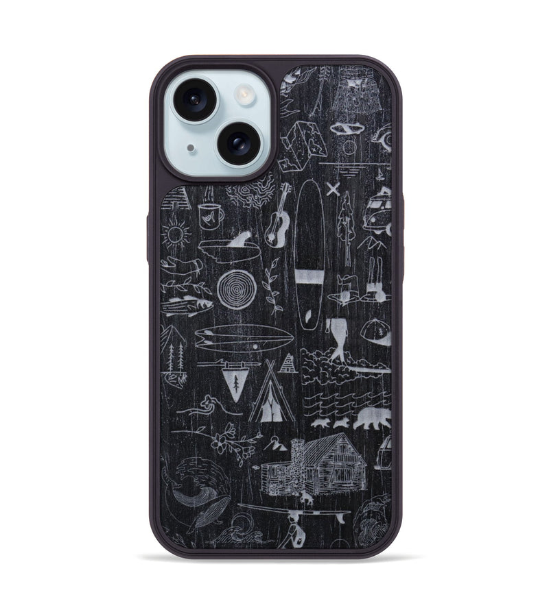 iPhone 15 Wood Phone Case - Collage - Ebony (Curated)
