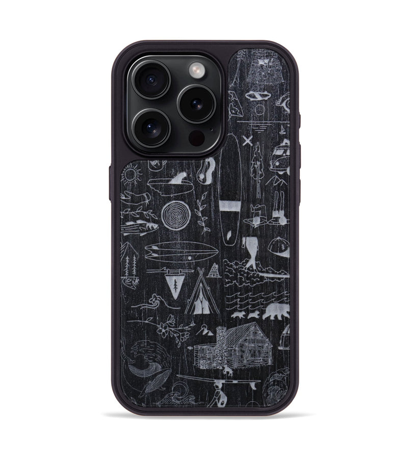 iPhone 15 Pro Wood Phone Case - Collage - Ebony (Curated)