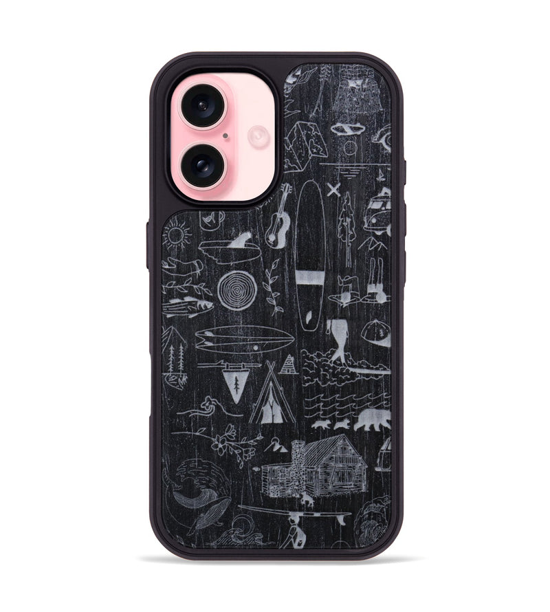 iPhone 16 Wood Phone Case - Collage - Ebony (Curated)