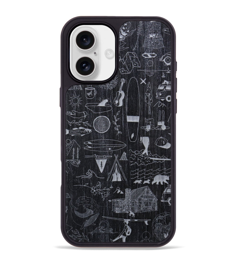 iPhone 16 Plus Wood Phone Case - Collage - Ebony (Curated)