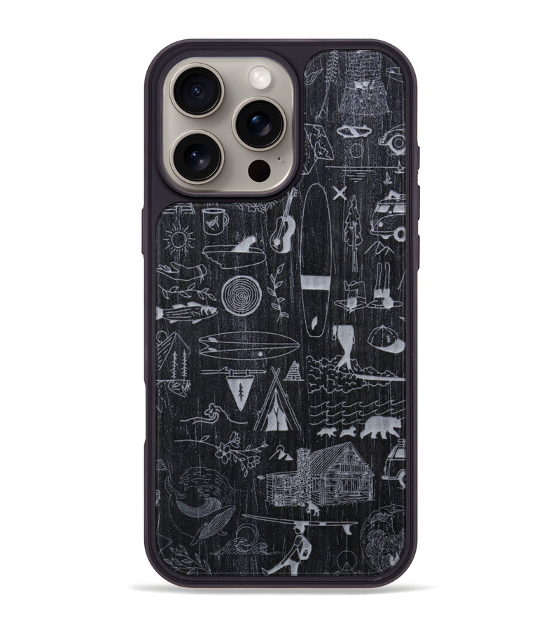 iPhone 16 Pro Max Wood Phone Case - Collage - Ebony (Curated)