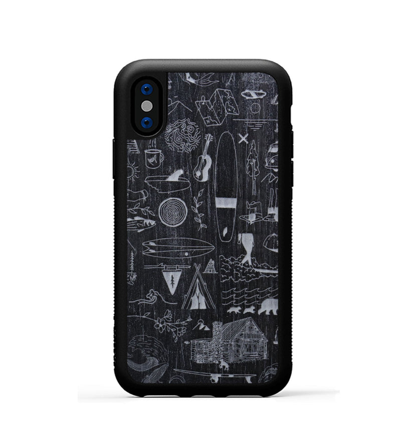 iPhone Xs Wood Phone Case - Collage - Ebony (Curated)