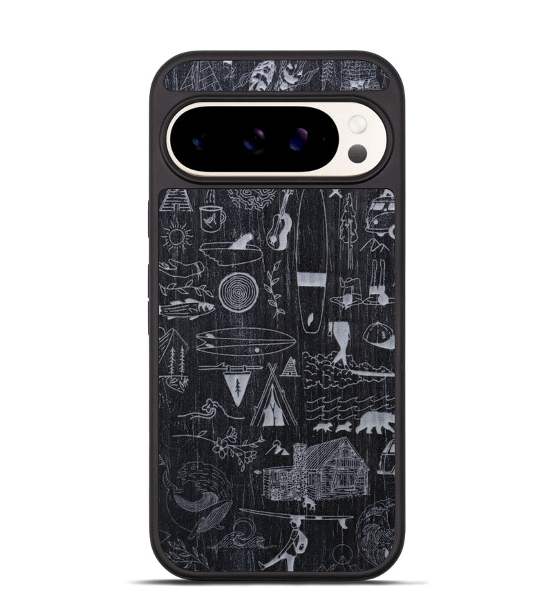 Pixel 9 Pro Wood Phone Case - Collage - Ebony (Curated)