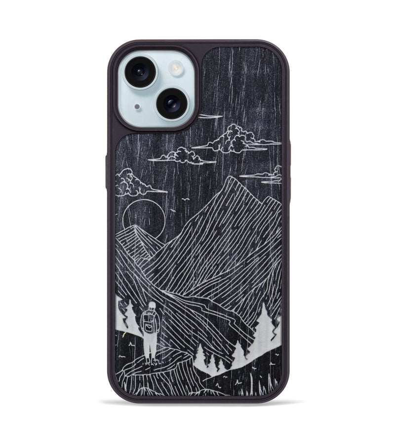 iPhone 15 Wood Phone Case - Roaming - Ebony (Curated)