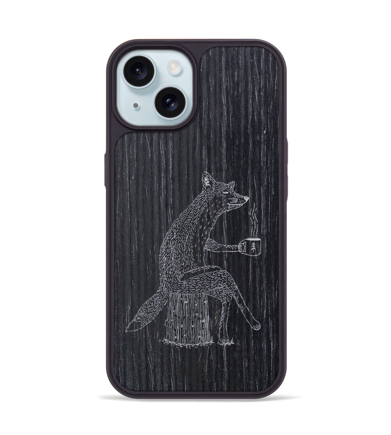 iPhone 15 Wood Phone Case - Fox - Ebony (Curated)