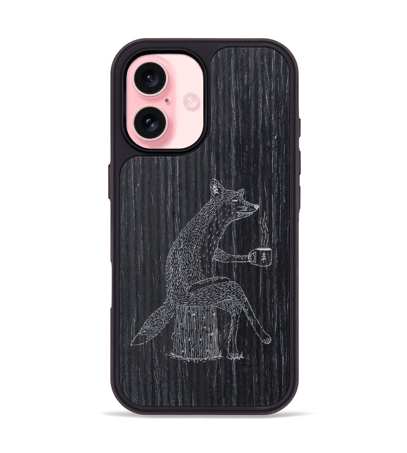 iPhone 16 Wood Phone Case - Fox - Ebony (Curated)