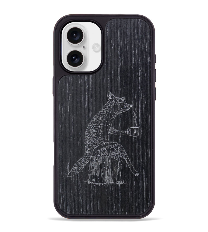 iPhone 16 Plus Wood Phone Case - Fox - Ebony (Curated)
