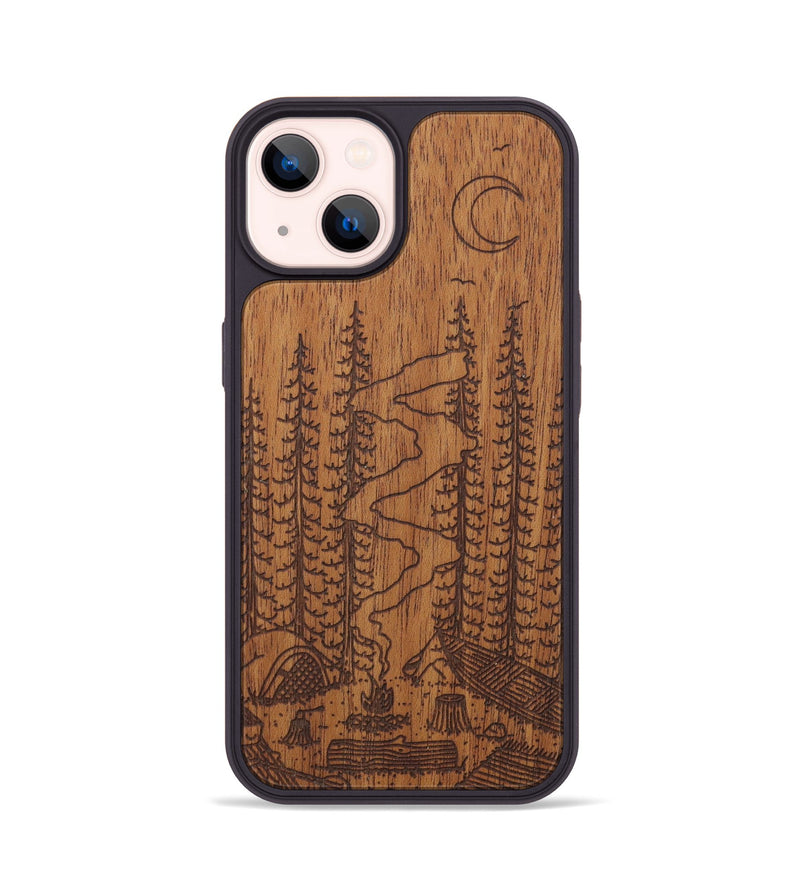 iPhone 14 Wood Phone Case - Camp - Mahogany (Curated)