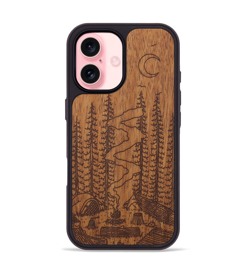 iPhone 16 Wood Phone Case - Camp - Mahogany (Curated)
