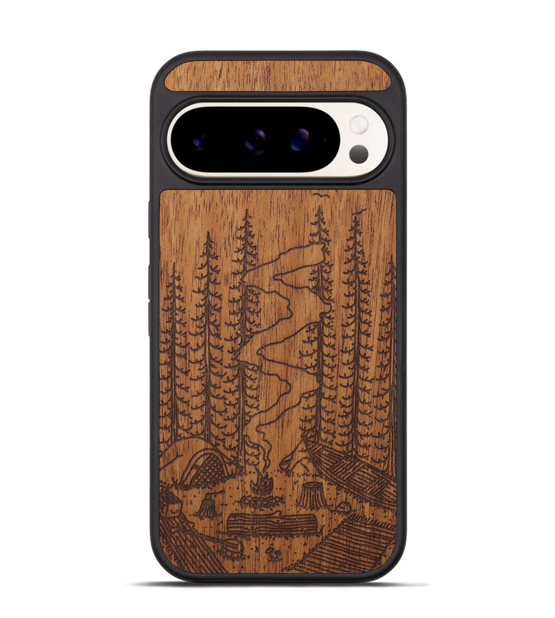 Pixel 9 Pro Wood Phone Case - Camp - Mahogany (Curated)