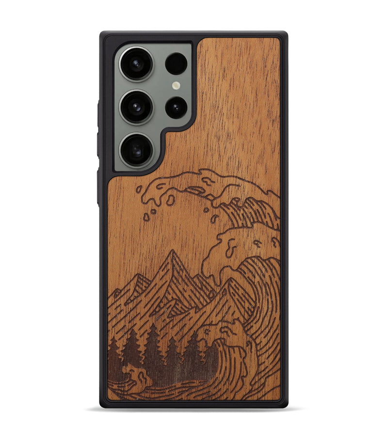 Galaxy S24 Ultra Wood Phone Case - Wave - Mahogany (Curated)