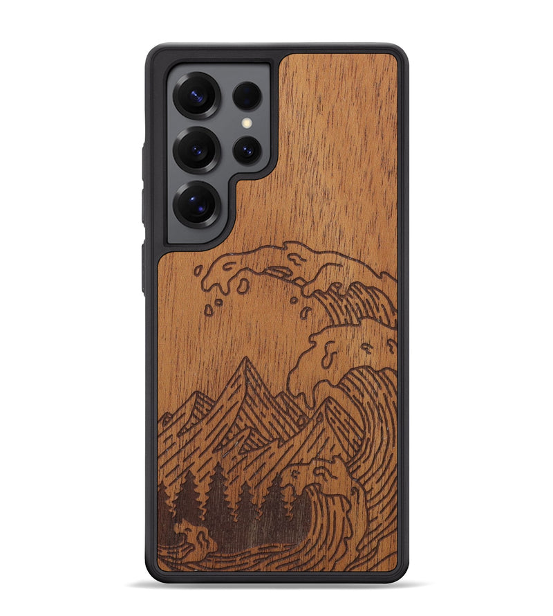 Galaxy S25 Ultra Wood Phone Case - Wave - Mahogany (Curated)