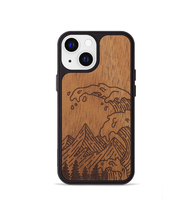 iPhone 13 mini Wood Phone Case - Wave - Mahogany (Curated)