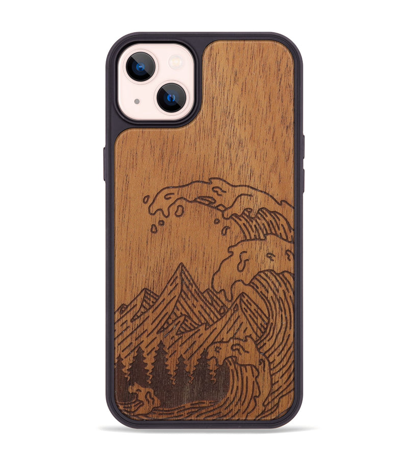 iPhone 14 Plus Wood Phone Case - Wave - Mahogany (Curated)