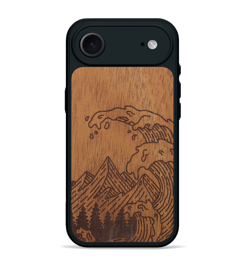 iPhone 17 Air Wood Phone Case - Wave - Mahogany (Curated)