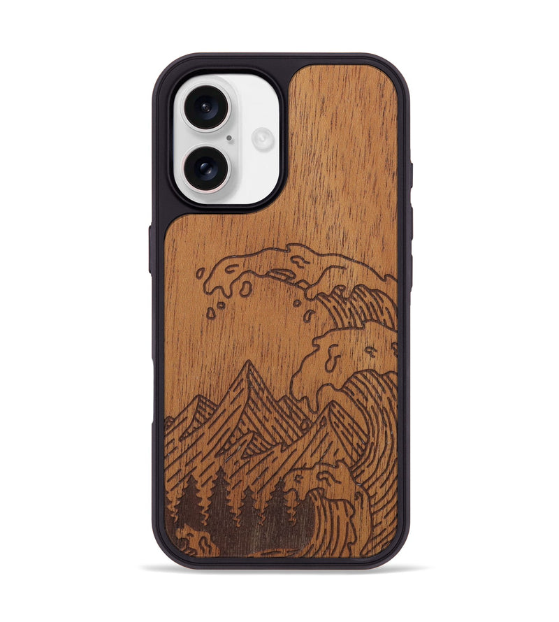 iPhone 17 Wood Phone Case - Wave - Mahogany (Curated)