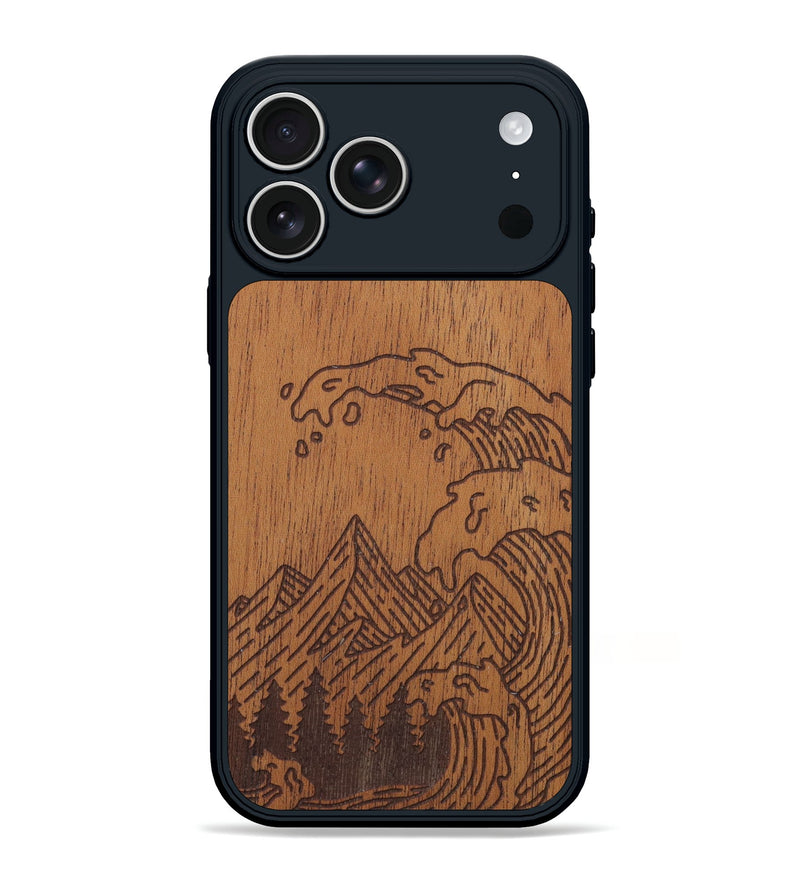 iPhone 17 Pro Max Wood Phone Case - Wave - Mahogany (Curated)