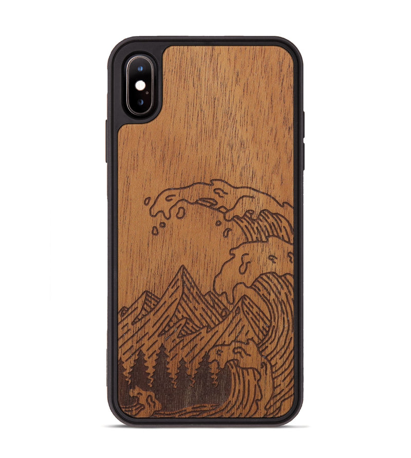 iPhone Xs Max Wood Phone Case - Wave - Mahogany (Curated)