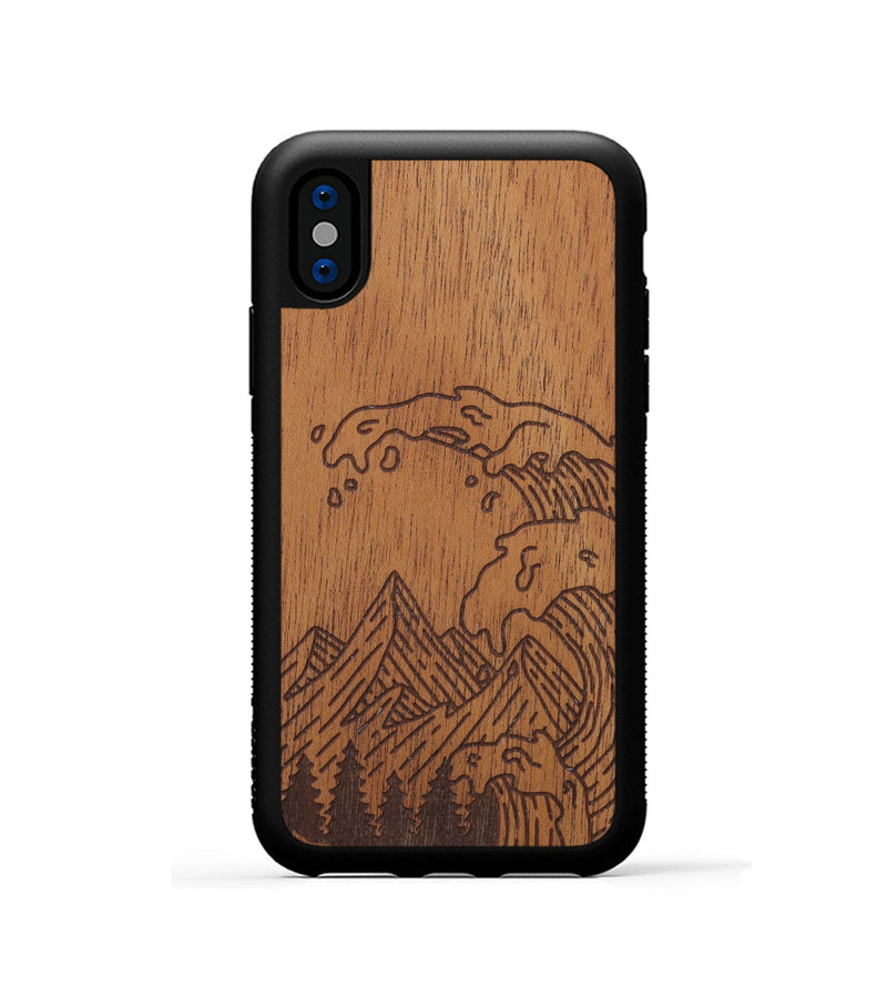 iPhone Xs Wood Phone Case - Wave - Mahogany (Curated)
