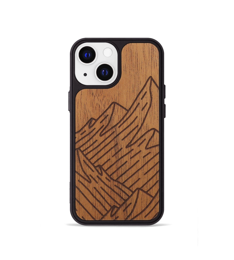 iPhone 13 mini Wood Phone Case - Mountain - Mahogany (Curated)
