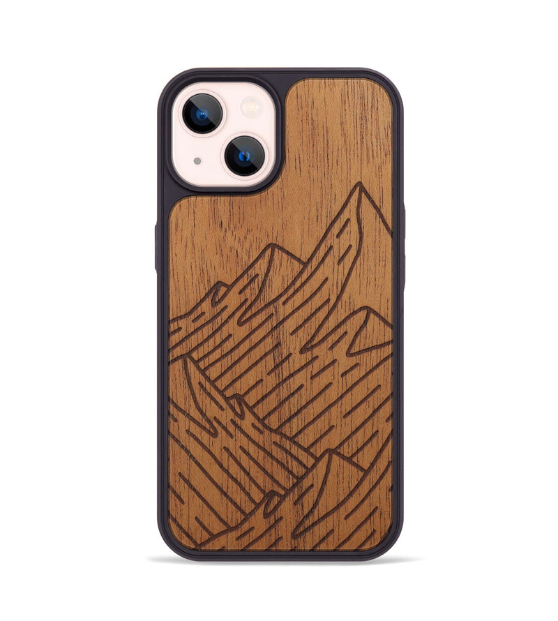 iPhone 14 Wood Phone Case - Mountain - Mahogany (Curated)
