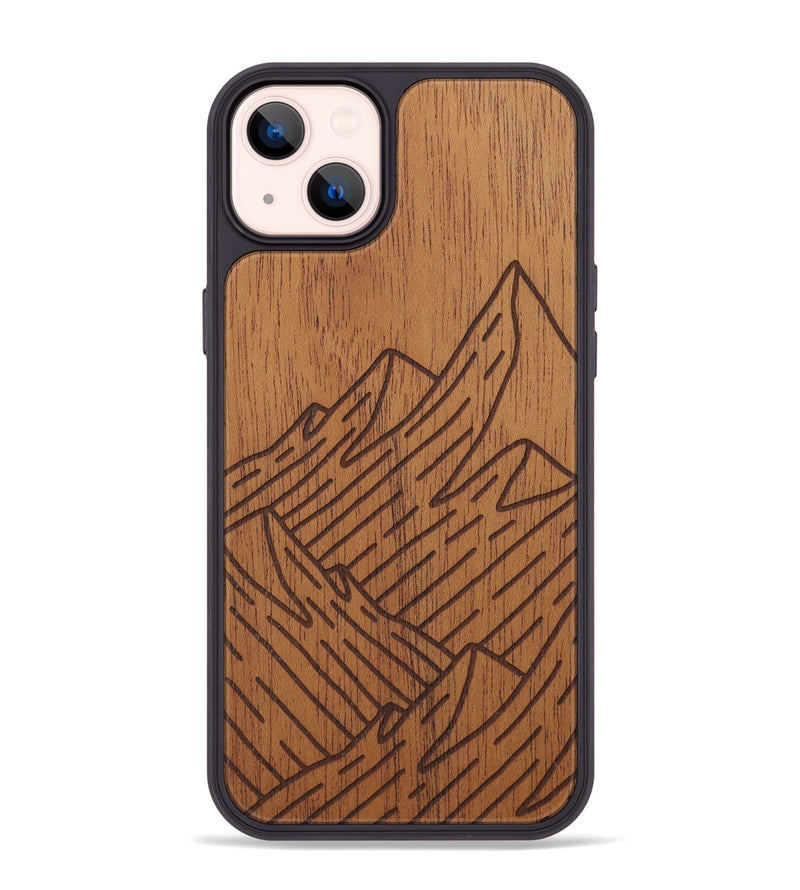 iPhone 14 Plus Wood Phone Case - Mountain - Mahogany (Curated)