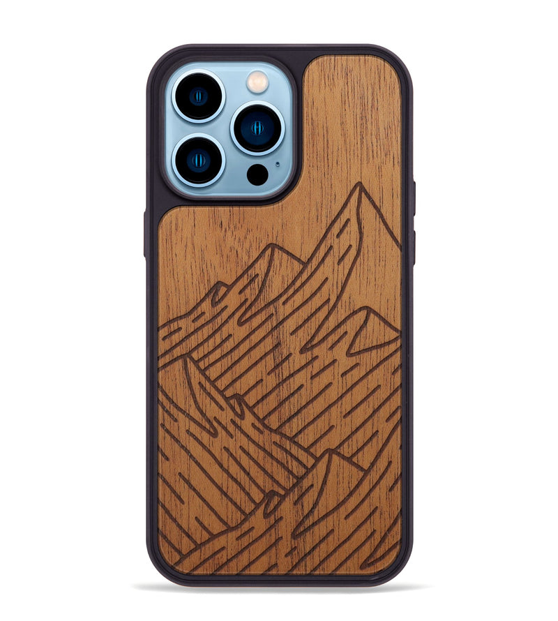 iPhone 14 Pro Max Wood Phone Case - Mountain - Mahogany (Curated)