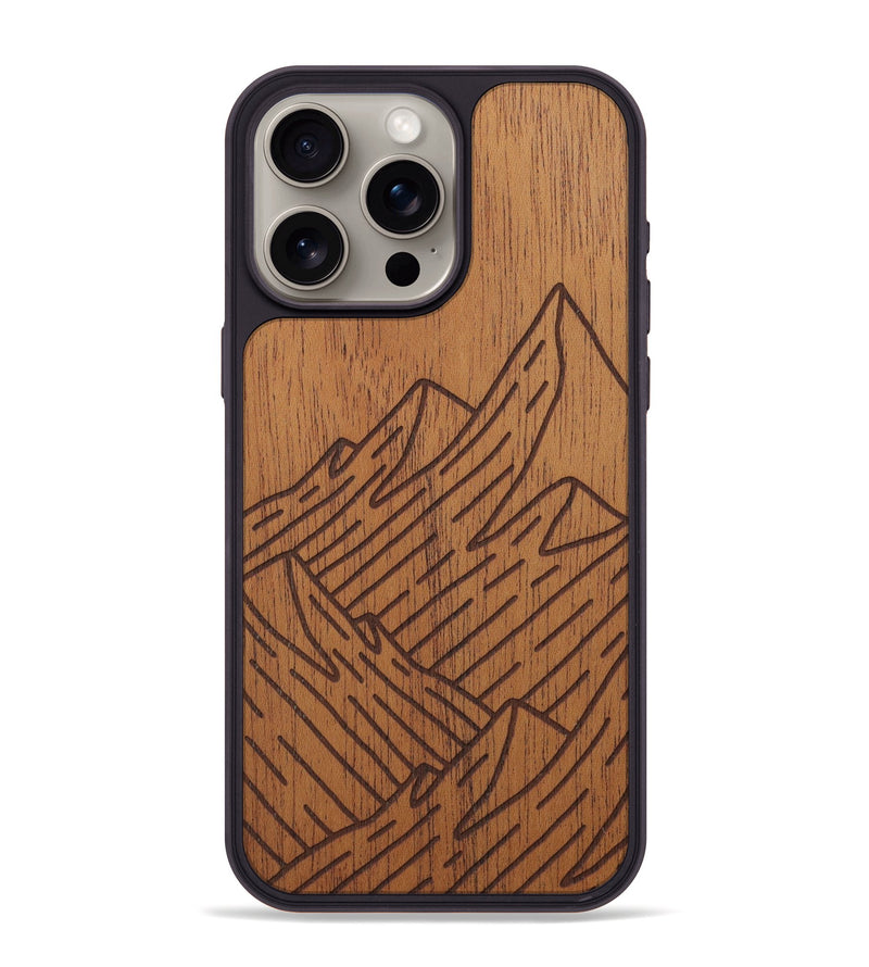 iPhone 15 Pro Max Wood Phone Case - Mountain - Mahogany (Curated)