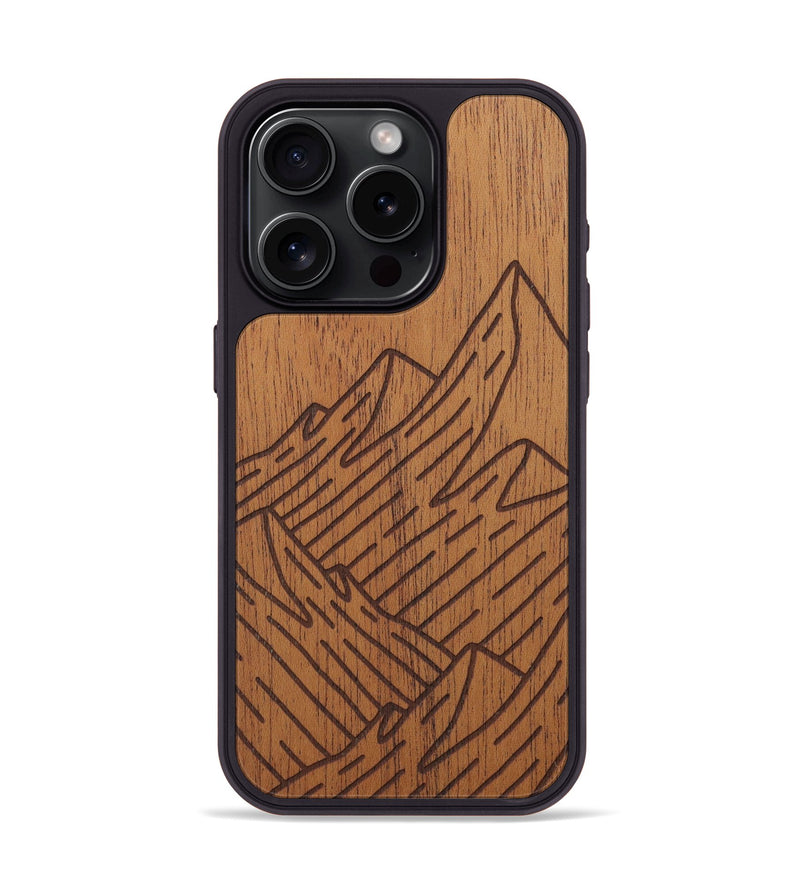 iPhone 15 Pro Wood Phone Case - Mountain - Mahogany (Curated)