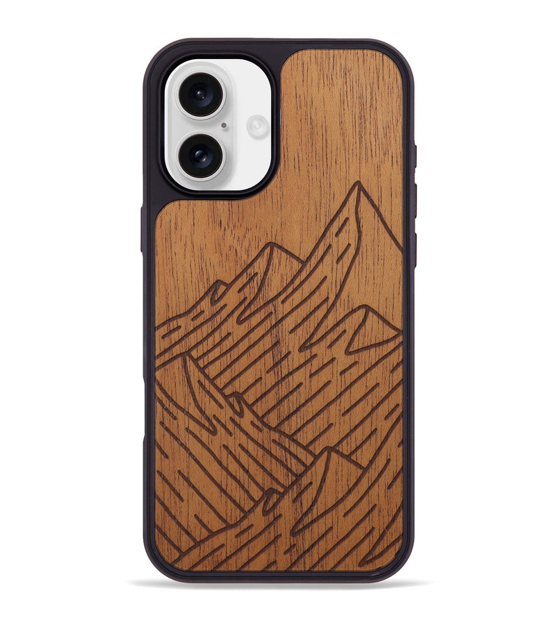 iPhone 16 Plus Wood Phone Case - Mountain - Mahogany (Curated)
