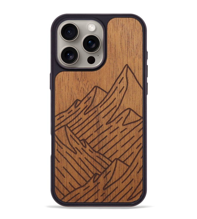 iPhone 16 Pro Max Wood Phone Case - Mountain - Mahogany (Curated)
