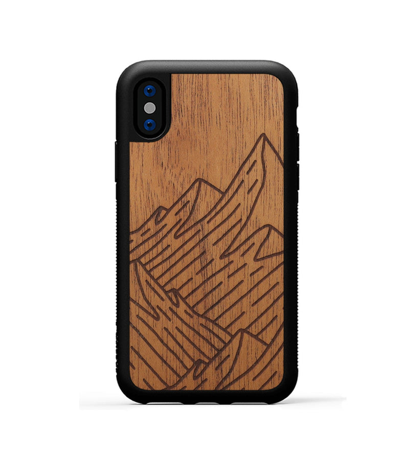 iPhone Xs Wood Phone Case - Mountain - Mahogany (Curated)