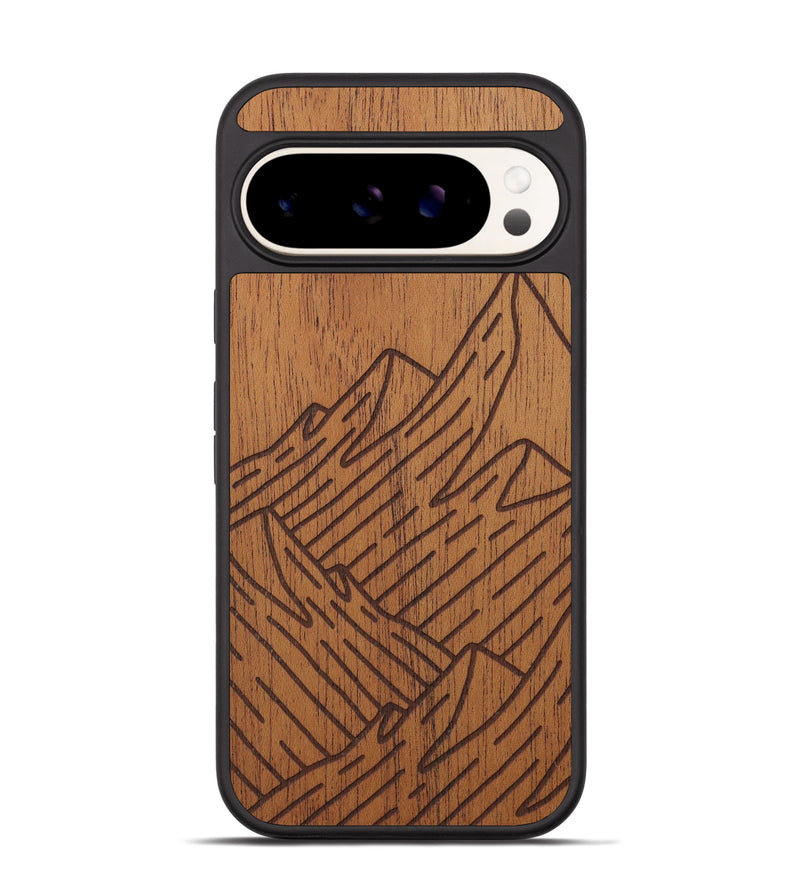 Pixel 9 Pro Wood Phone Case - Mountain - Mahogany (Curated)