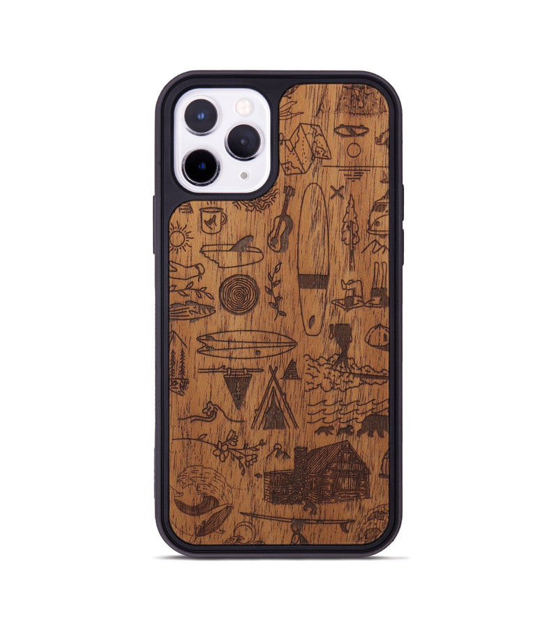 iPhone 11 Pro Wood Phone Case - Collage - Mahogany (Curated)