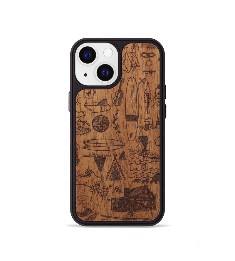 iPhone 13 mini Wood Phone Case - Collage - Mahogany (Curated)
