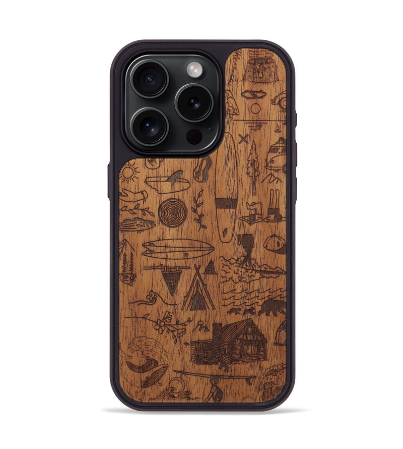 iPhone 15 Pro Wood Phone Case - Collage - Mahogany (Curated)