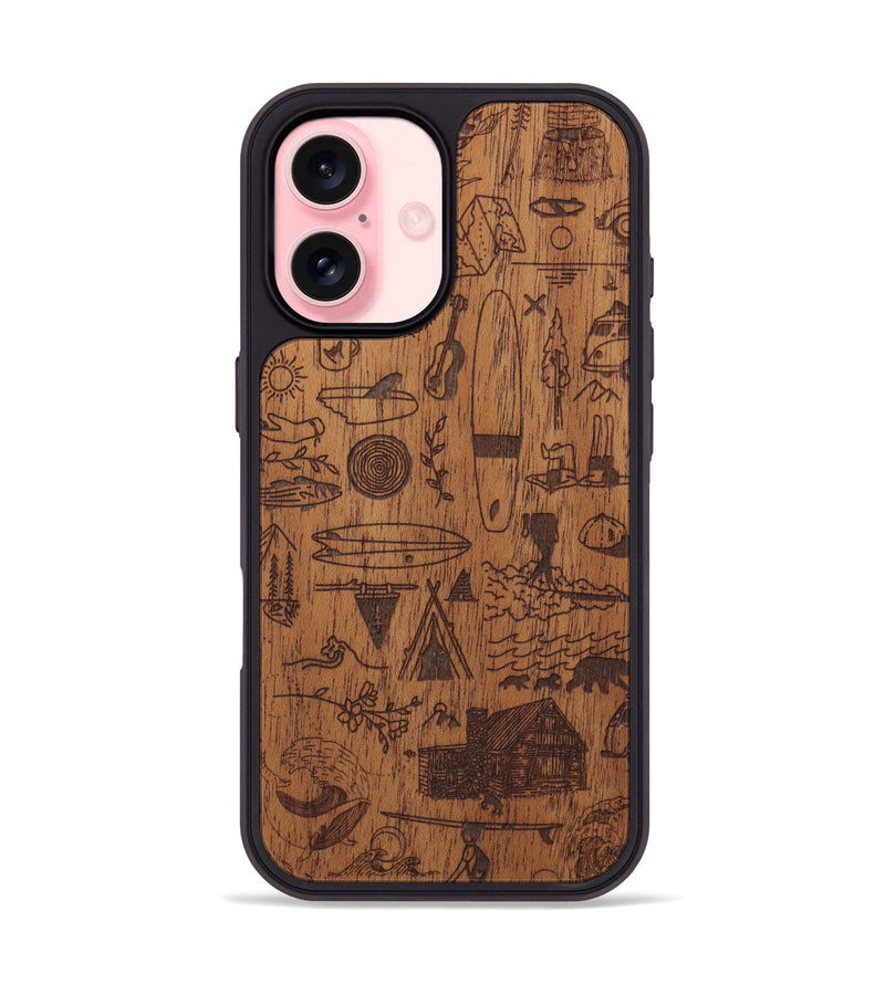 iPhone 16 Wood Phone Case - Collage - Mahogany (Curated)