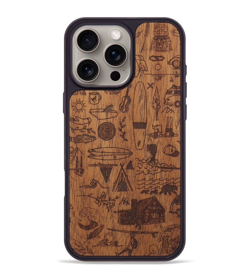 iPhone 16 Pro Max Wood Phone Case - Collage - Mahogany (Curated)