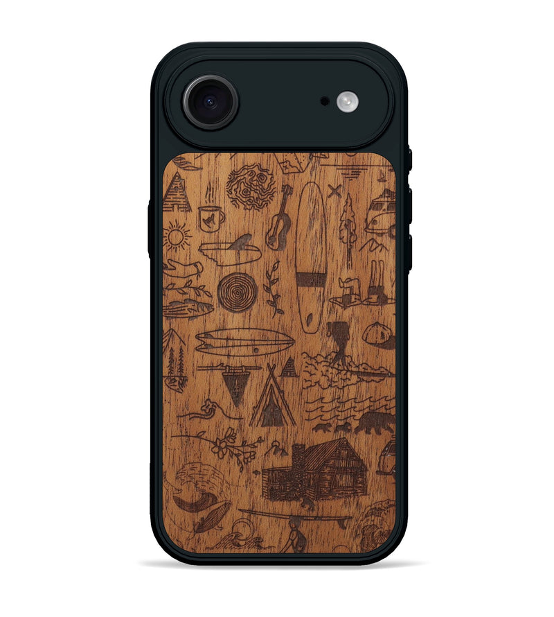 iPhone 17 Air Wood Phone Case - Collage - Mahogany (Curated)