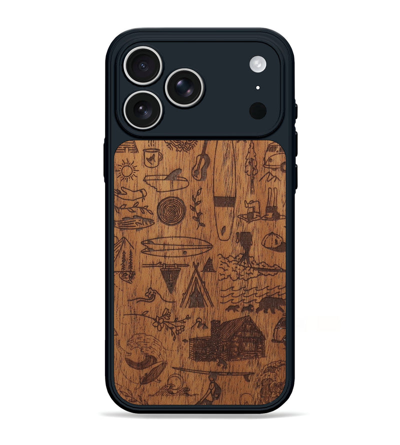 iPhone 17 Pro Max Wood Phone Case - Collage - Mahogany (Curated)