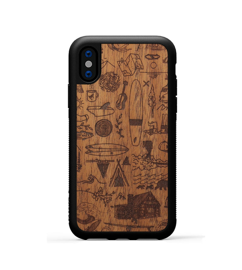 iPhone Xs Wood Phone Case - Collage - Mahogany (Curated)