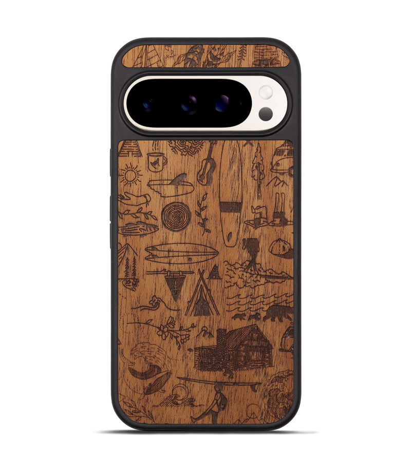 Pixel 9 Pro Wood Phone Case - Collage - Mahogany (Curated)